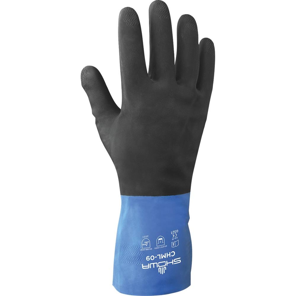 GANT CHIMIQUE 100% ENDUIT NEOPRENE NOIR/BLEU 0,66MM T10 - SHOWA - 65188