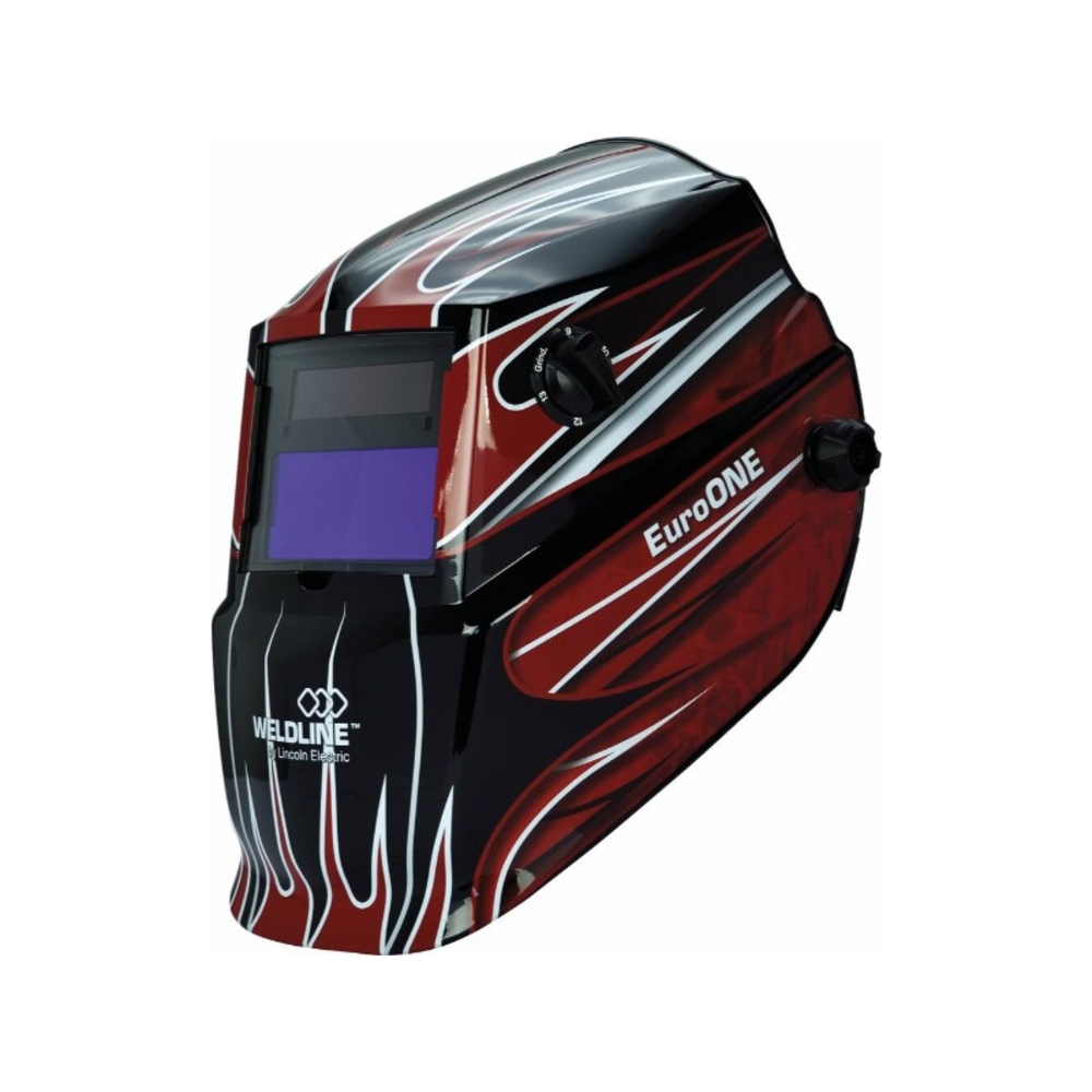 Cagoule de soudage automatique teinte 9/13 vision 98x44mm - design flamme noir-rouge WELDLINE - 65300