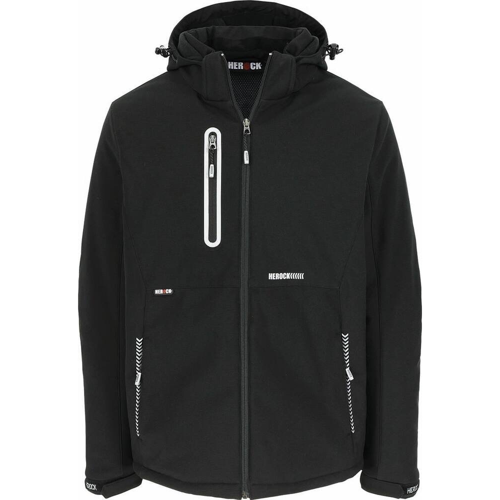 Veste respirante Softshell doublée noire avec capuche - HEROCK