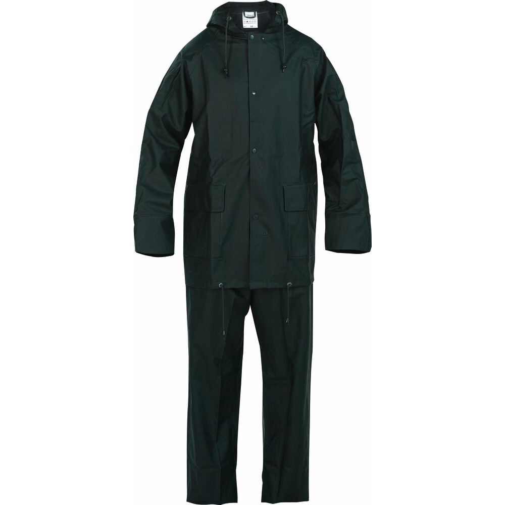 Vêtement de pluie PU/PVC avec capuche L - vert - 66887