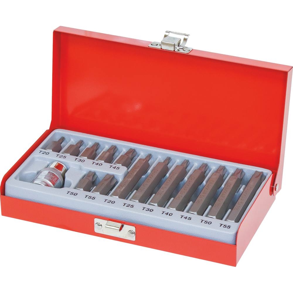 Embout hexagonal 10mm Torx de T20 à T55 avec douille 1/2 porte embout - coffret métallique de 15 pcs DRAKKAR TOOLS - 68155