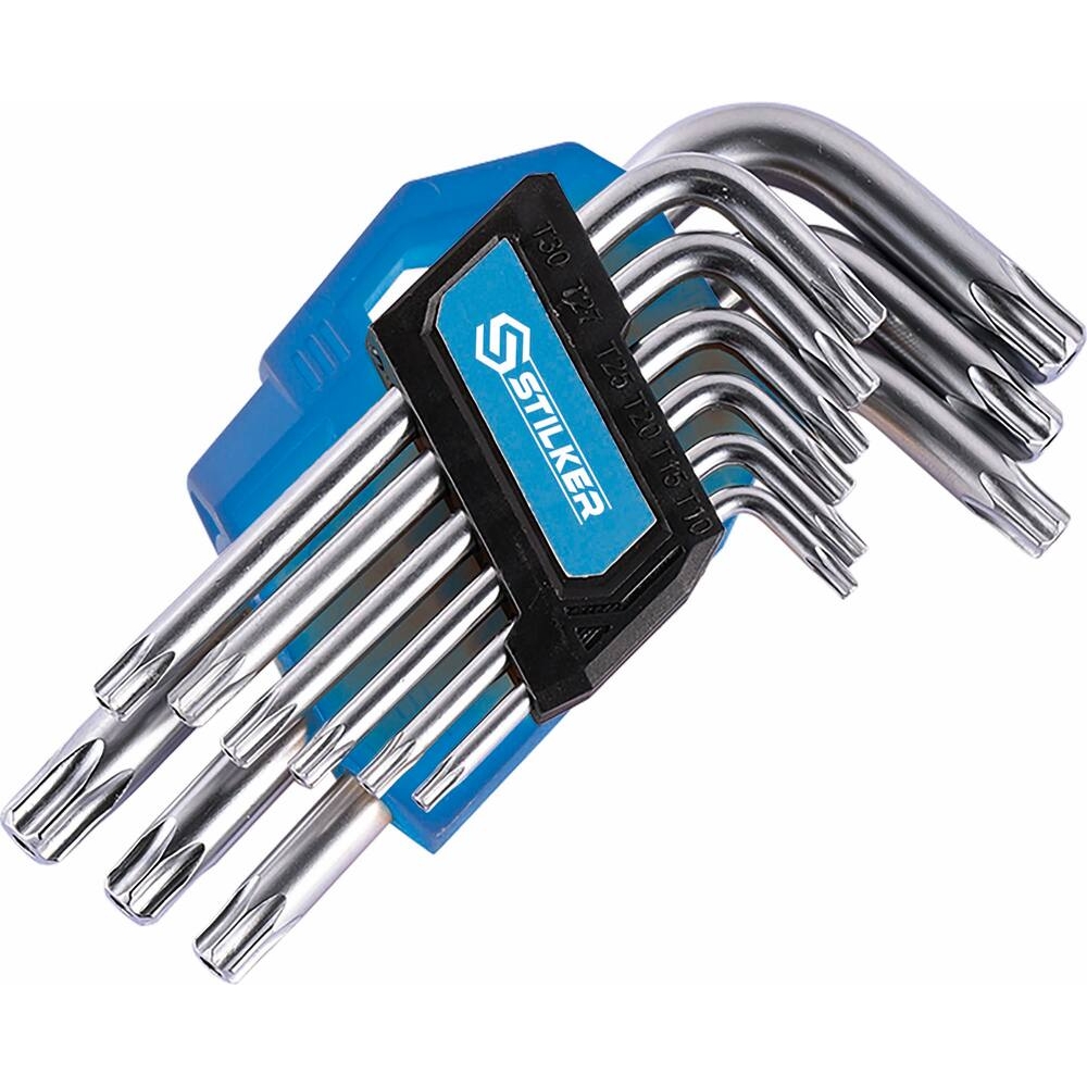 Clés mâles coudées Torx courtes de T10 à T50 - étui de 9 pcs STILKER - 68408