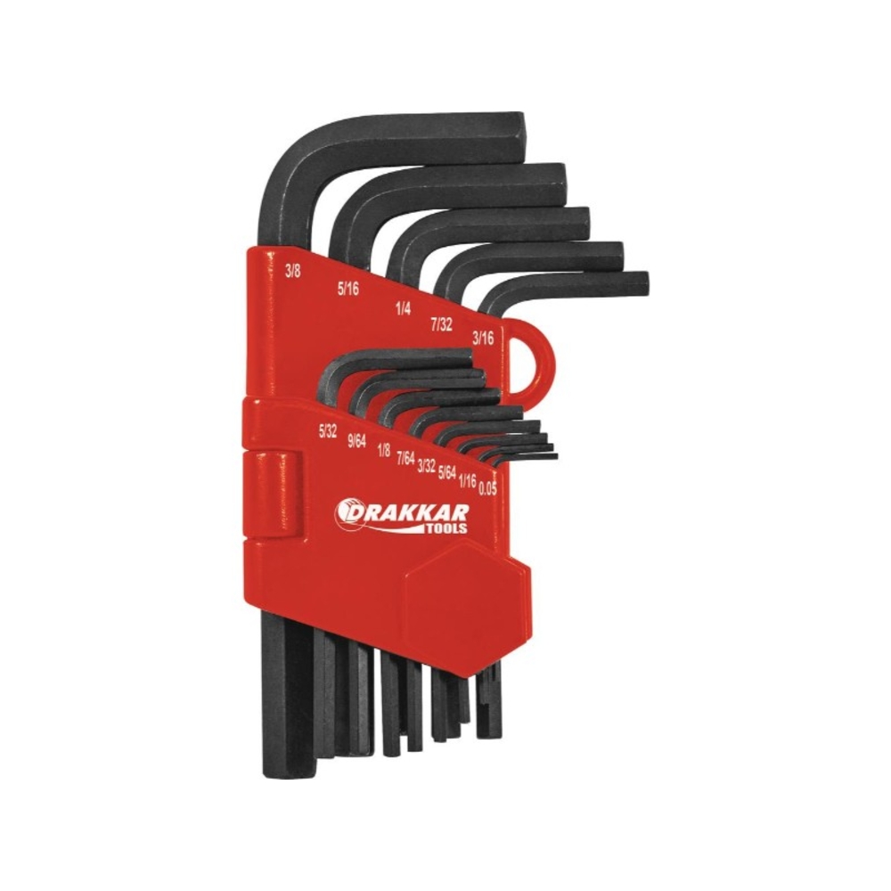 Clés mâles coudées hexagonales courtes en pouce 0,05 à 3/8' DRAKKAR TOOLS - 68418
