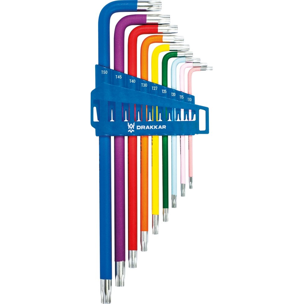 Clés Torx alésées extra longues de TT10 à TT50 - étui de 9 pcs DRAKKAR TOOLS - 68424
