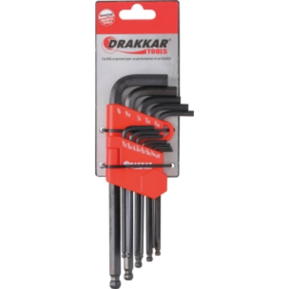 13 CLES MALES COUDEES HEXAGONALES LONGUES EMBOUT SPHERIQUE S - DRAKKAR TOOLS - 68427
