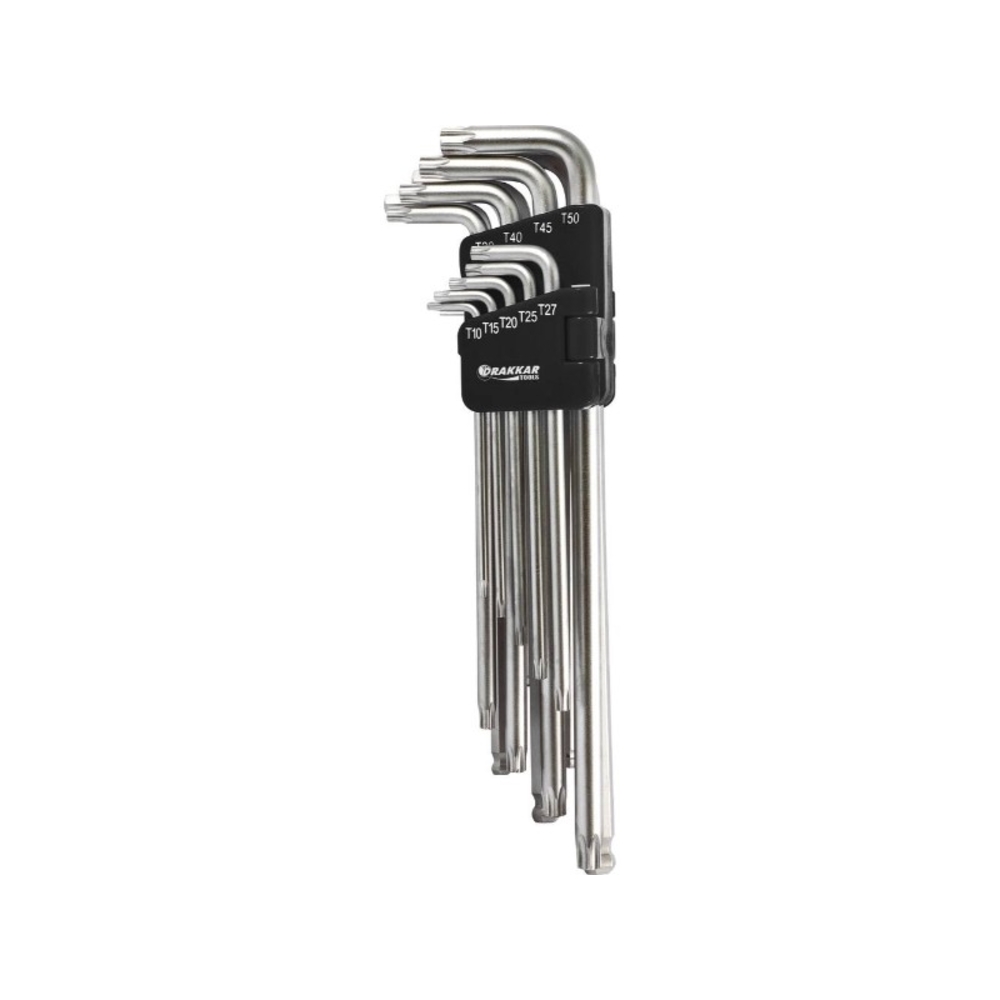 Jeu de 18 clés mâles coudées extra longues hexagonales 1,5 à 10mm et torx t10 à t50 DRAKKAR TOOLS - 68441