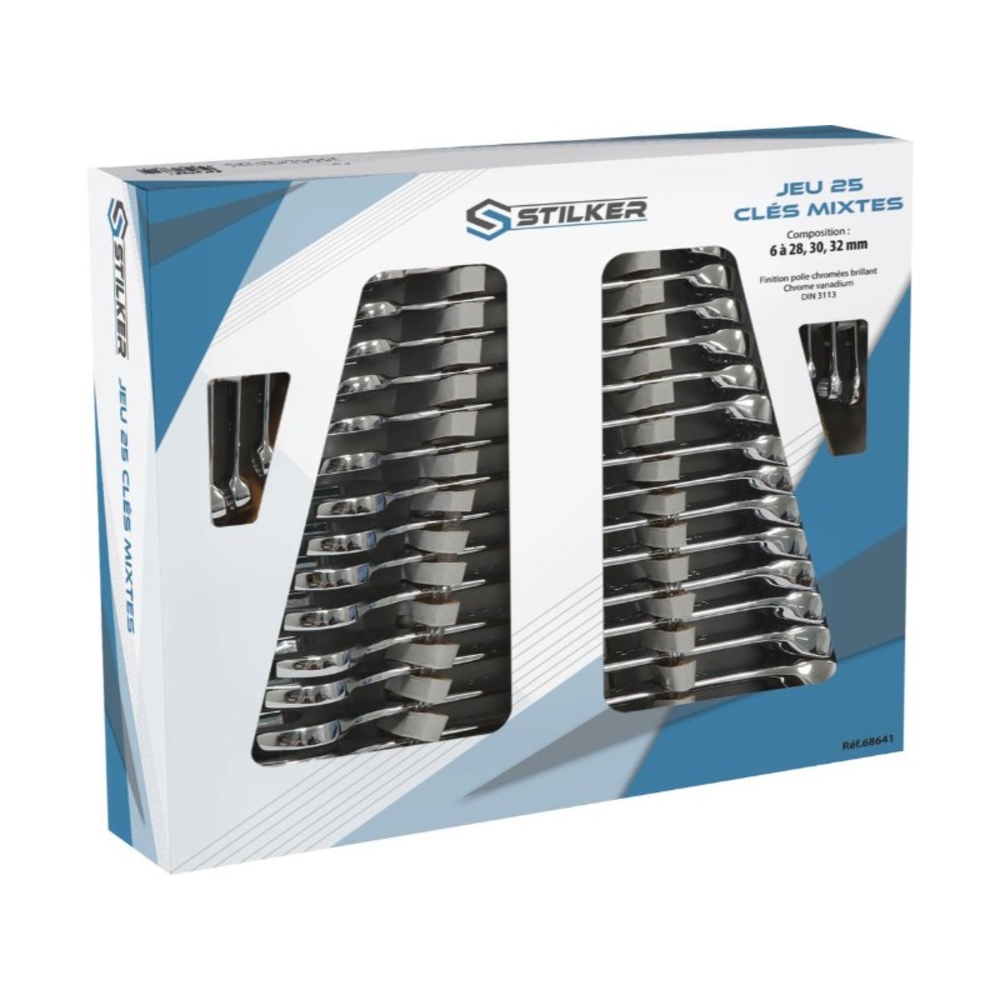 Cl&eacute;s mixtes de 6 &agrave; 28/30/32mm full polish STILKER - 68641