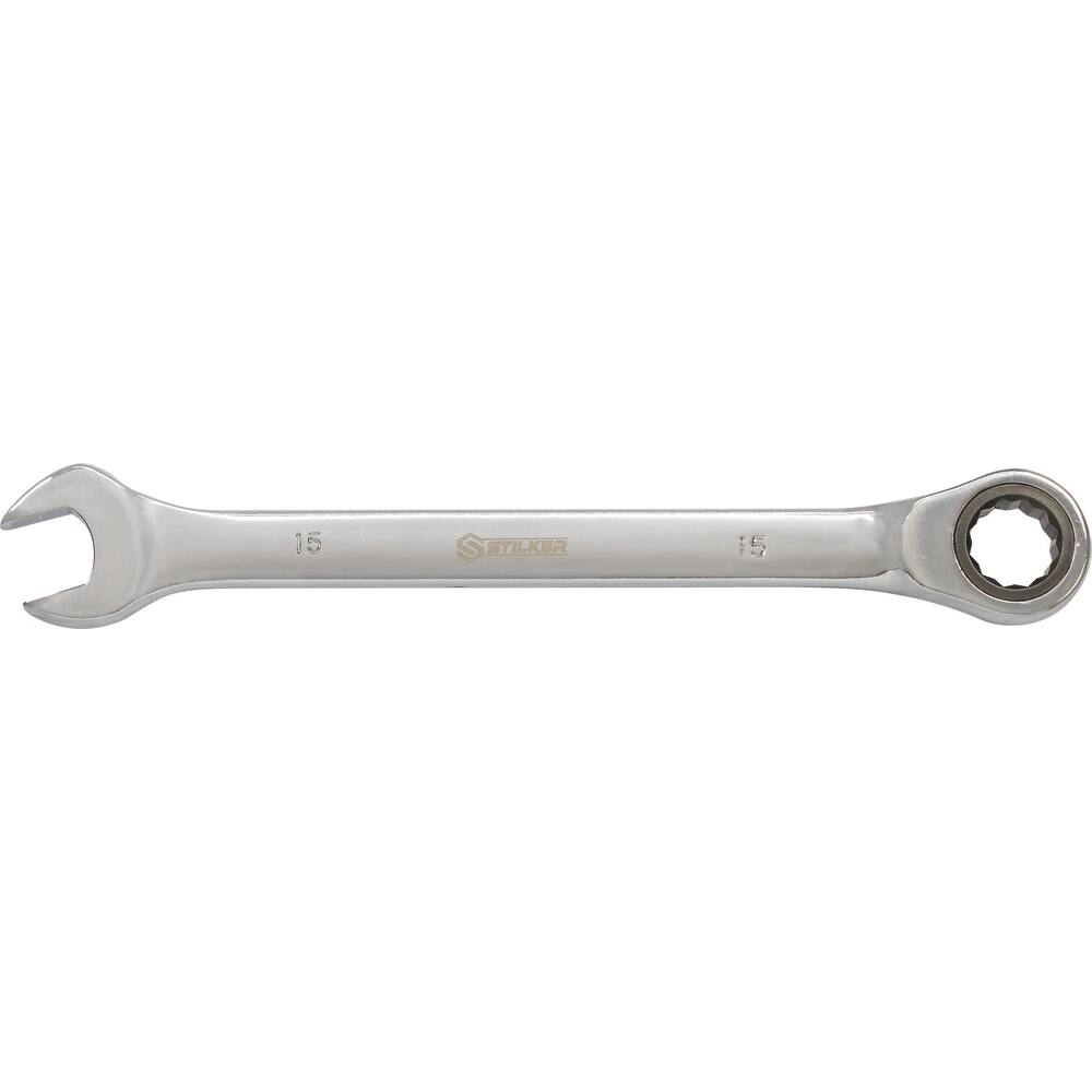 Clé mixte droite à cliquet de 15mm 72 dents - carte STILKER - 68759