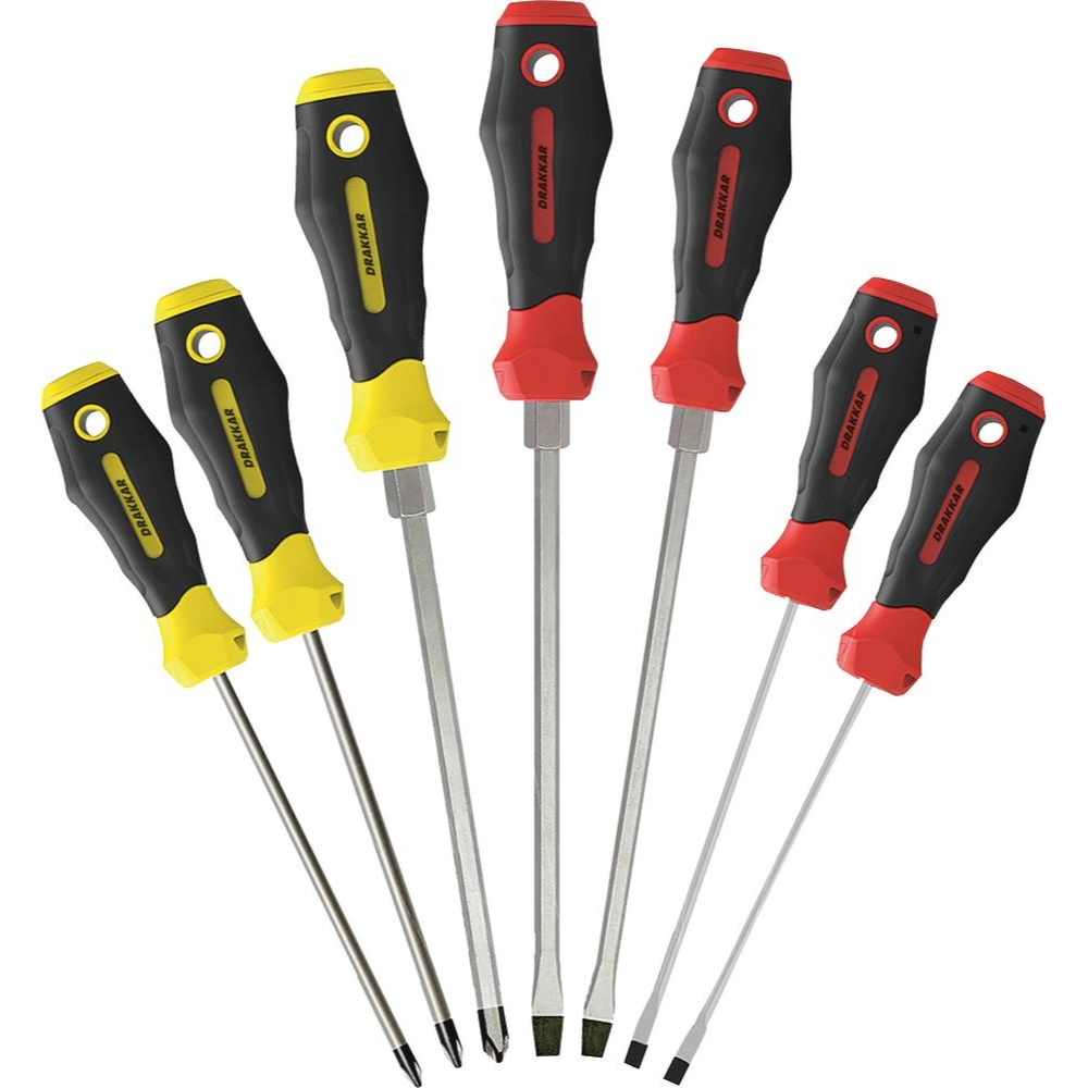 LOT DE 7 TOURNEVIS PLATS ET PHILLIPS - DRAKKAR TOOLS - 69002