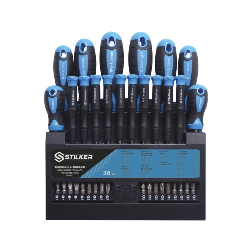 Présentoir de 18 tournevis et 18 embouts STILKER - 69012