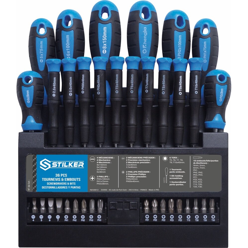 Tournevis et embouts - présentoir de 36 pcs STILKER - 69012