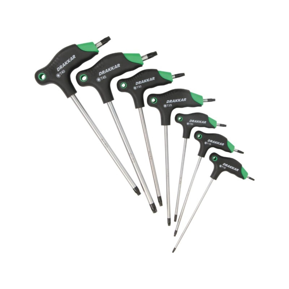 JEU DE 7 TOURNEVIS POIGNEE EN T TORX - DRAKKAR TOOLS - 69035