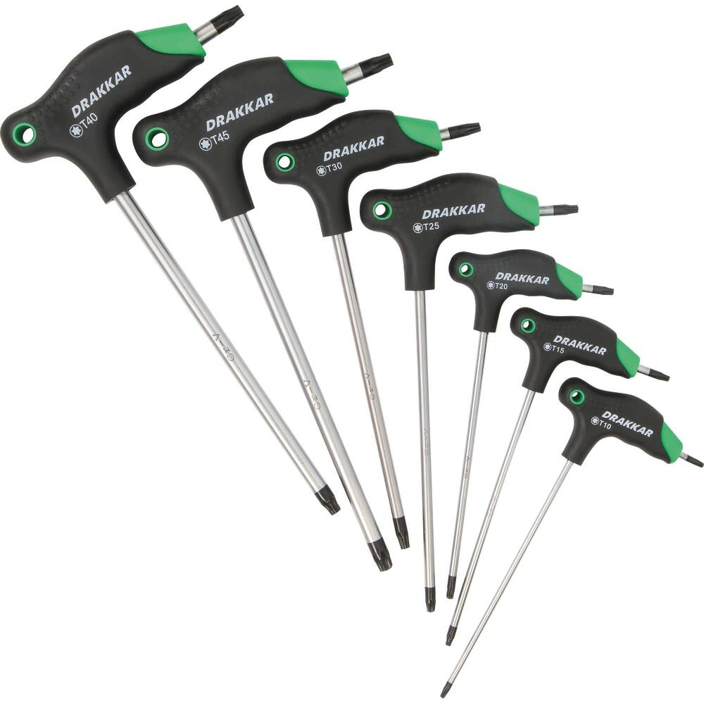Tournevis Torx de T10 à T45 avec poignée en P - de 7 pcs DRAKKAR TOOLS - 69035