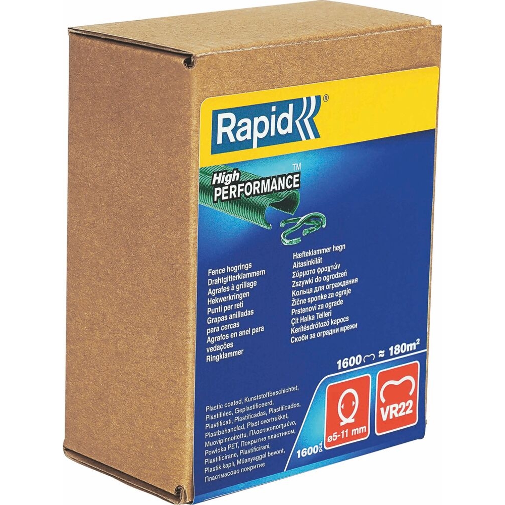 Agrafes grillage vertes VR22 5-11mm - boîte de 1600 pcs RAPID - 70752