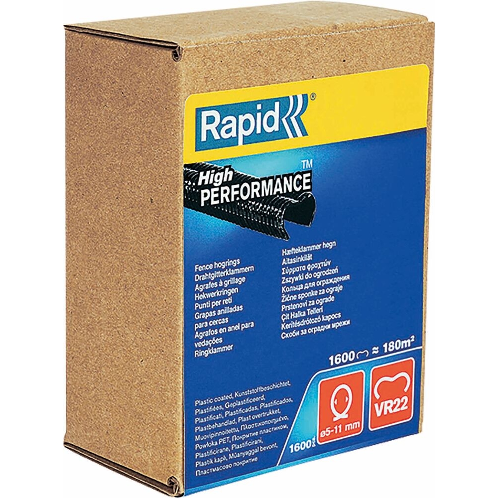 Agrafes grillage noires VR22 5-11mm - boîte de 1600 pcs RAPID - 70753