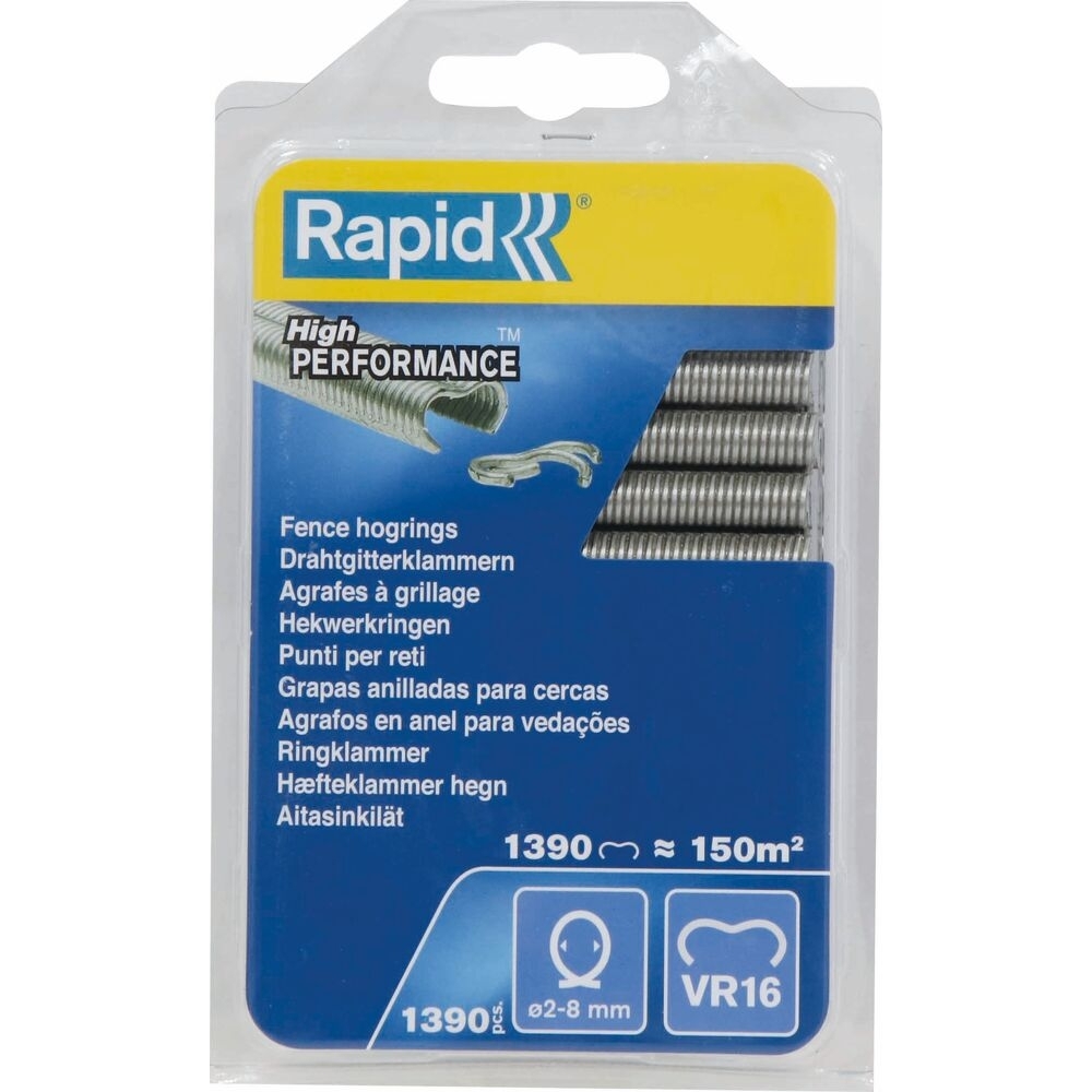 Agrafes grillage VR16 2-8mm galvanisées - blister de 1390 pcs - RAPID - 70759