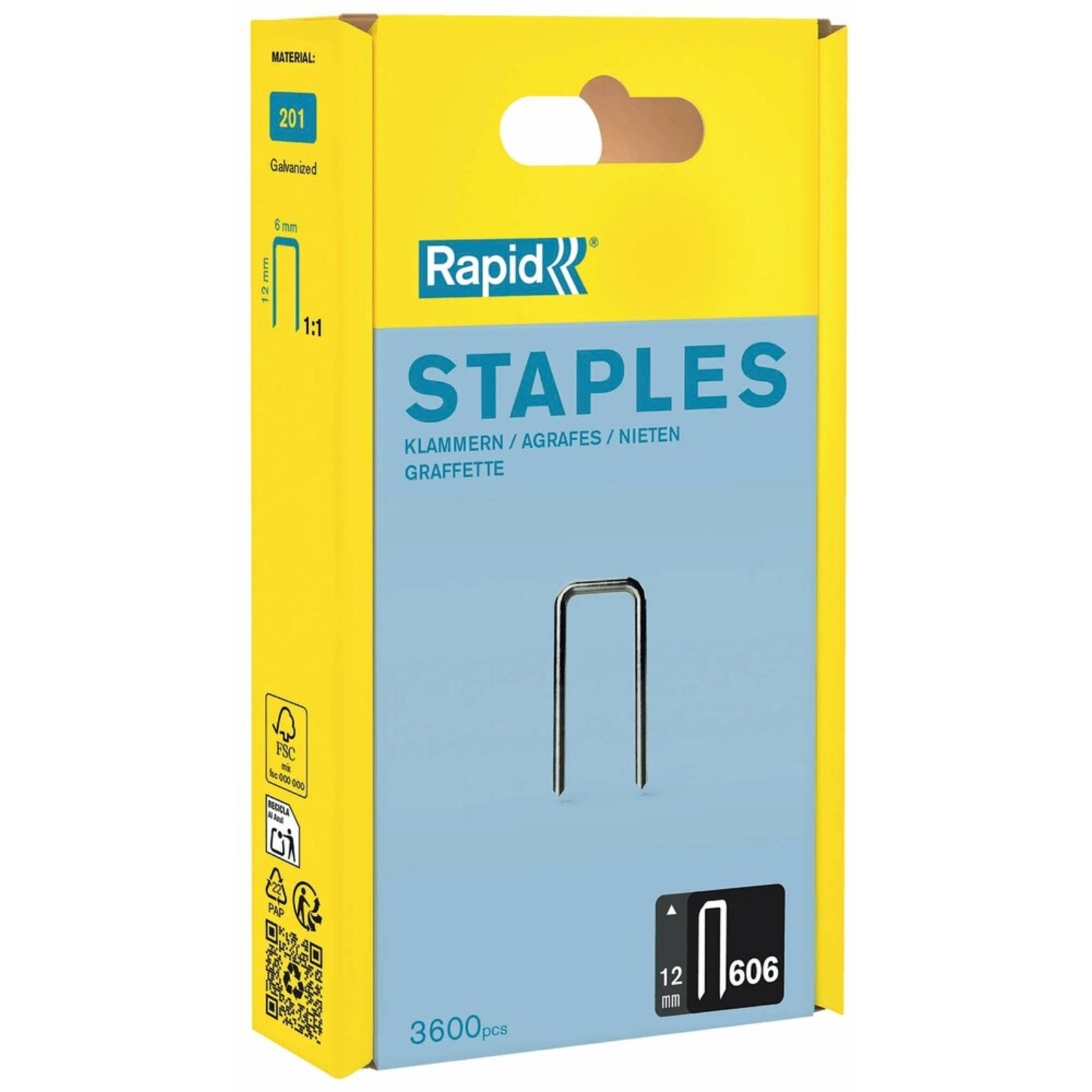 Agrafes galva 606/12mm - boîte de 3600 pcs RAPID - 70763