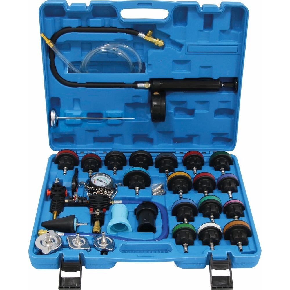 TESTEUR ET REMPLISSAGE PNEUMATIQUE DE SYSTÈME DE REFROIDISSEMENT - COFFRET DE 28 PCS - STILKER - 71053