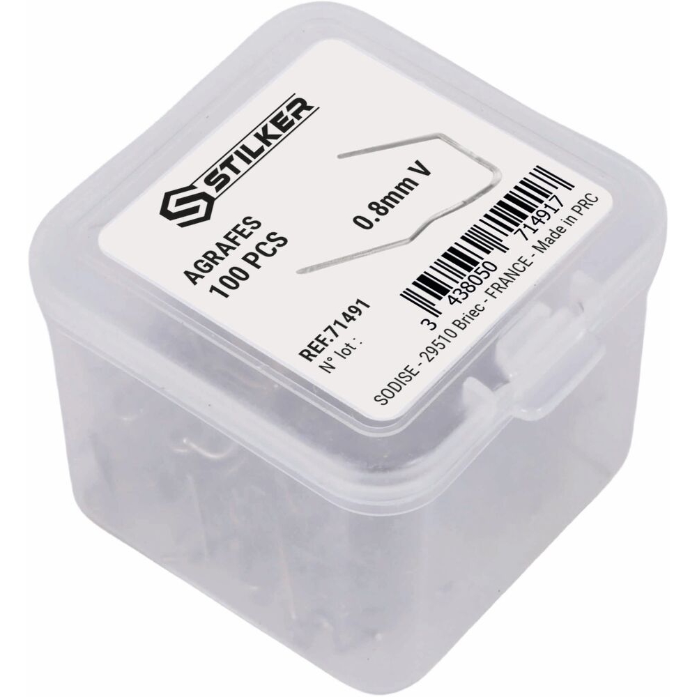 Agrafes pour agrafeuse thermique coin intérieur 0,8mm - lot de 100 pcs STILKER - 71491