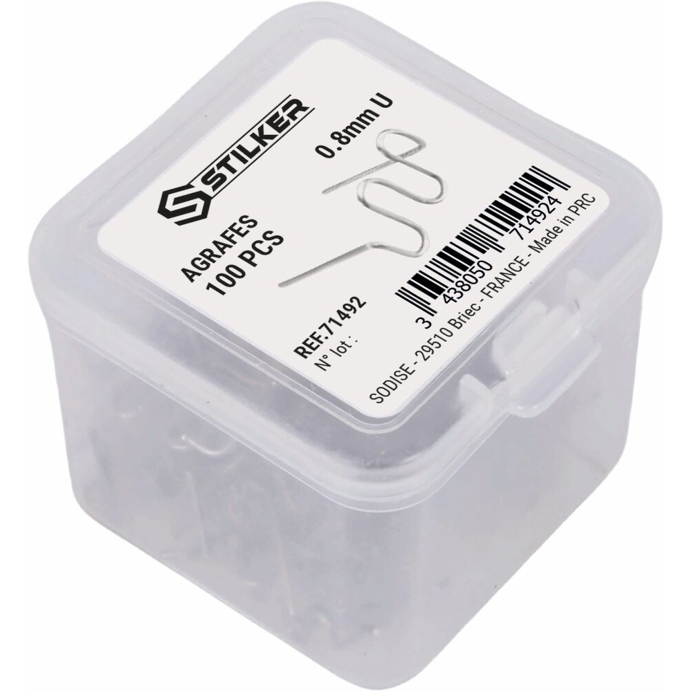 Agrafes vagues pour agrafeuse thermique 0,8mm - lot de 100 pcs STILKER - 71492