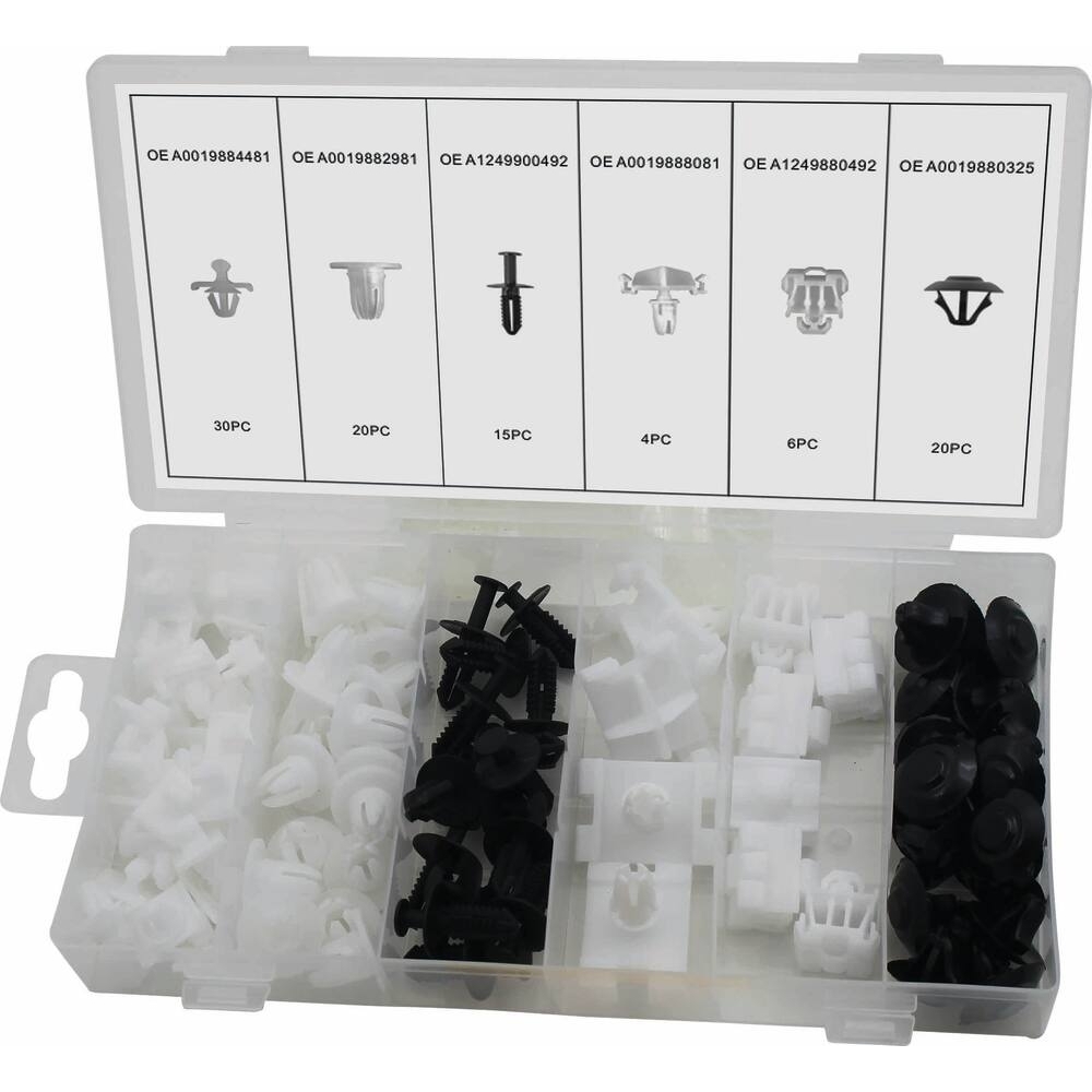 CLIPS DE FIXATION EN PVC - MERCEDES - COFFRET DE 95 PCS - STILKER - 72023