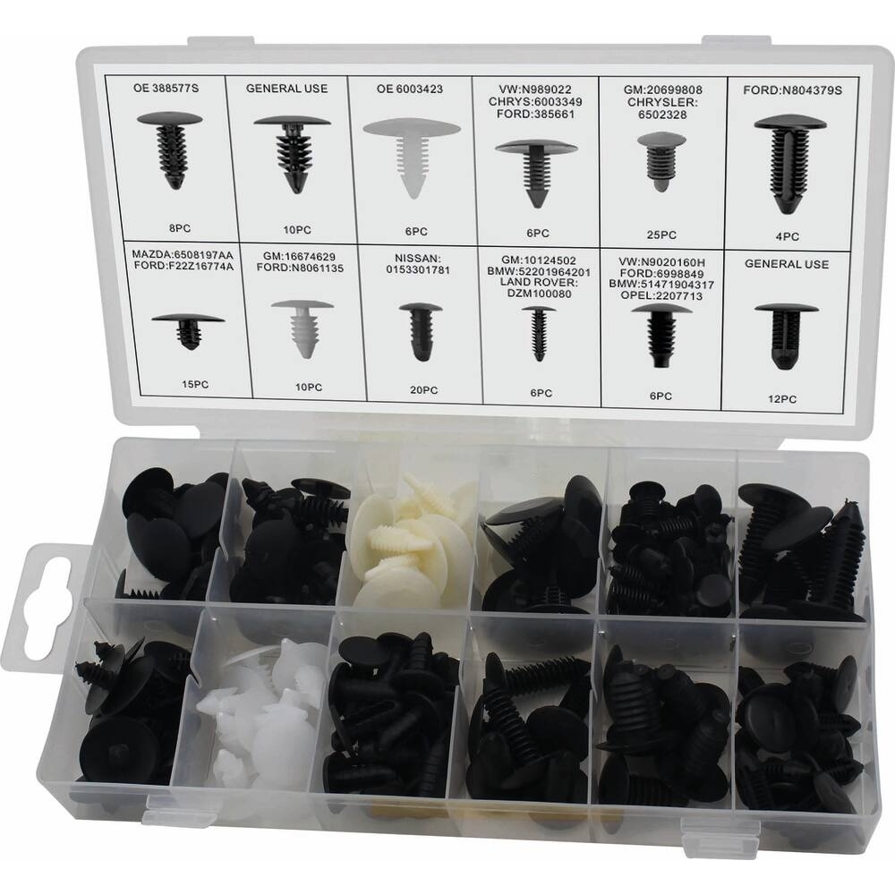 CLIPS DE FIXATION EN PVC - UNIVERSEL - COFFRET DE 128 PCS - STILKER - 72025