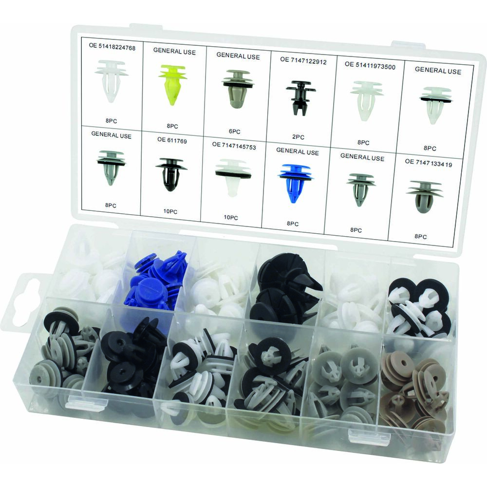 CLIPS DE FIXATION EN PVC - POUR PANNEAU DE PORTE BMW MINI - COFFRET DE 92 PCS - STILKER - 72027