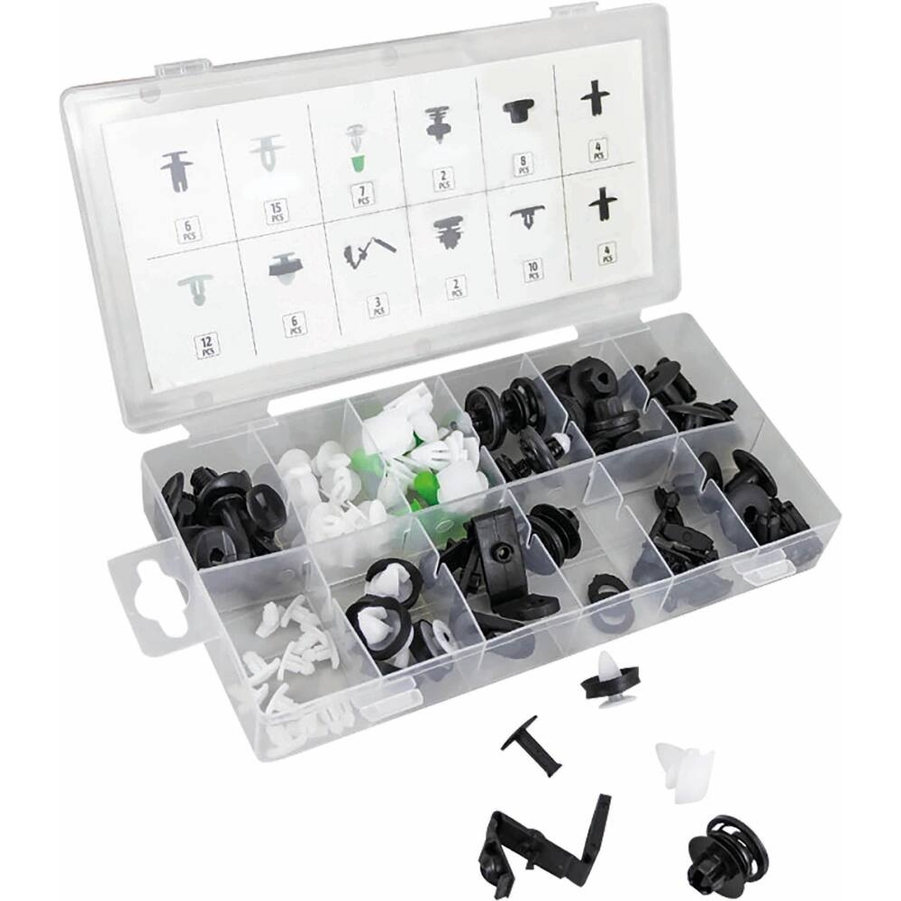 CLIPS DE FIXATION EN PVC - POUR PANNEAU DE PORTE / TAPISSERIE - COFFRET DE 79 PCS - STILKER - 72030