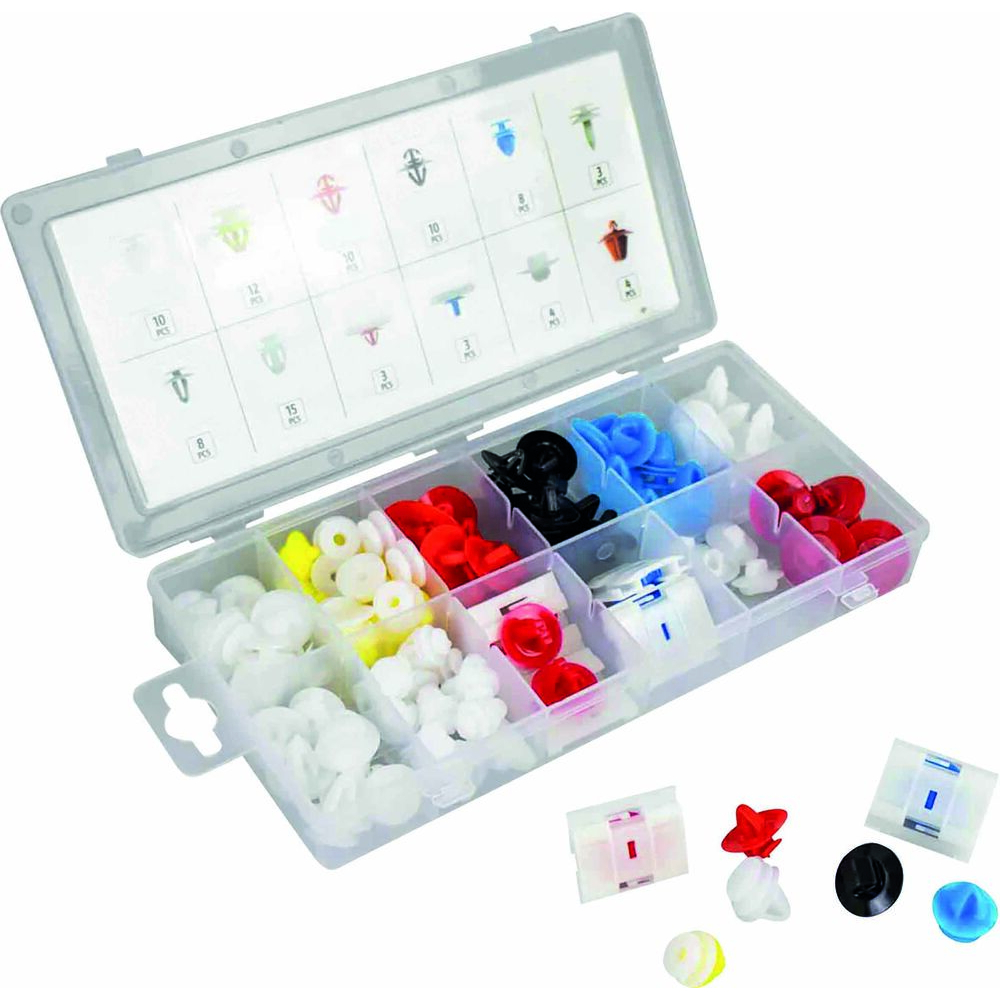 CLIPS DE FIXATION EN PVC - POUR MOLDINGS RENAULT-DACIA - COFFRET DE 90 PCS - STILKER - 72035