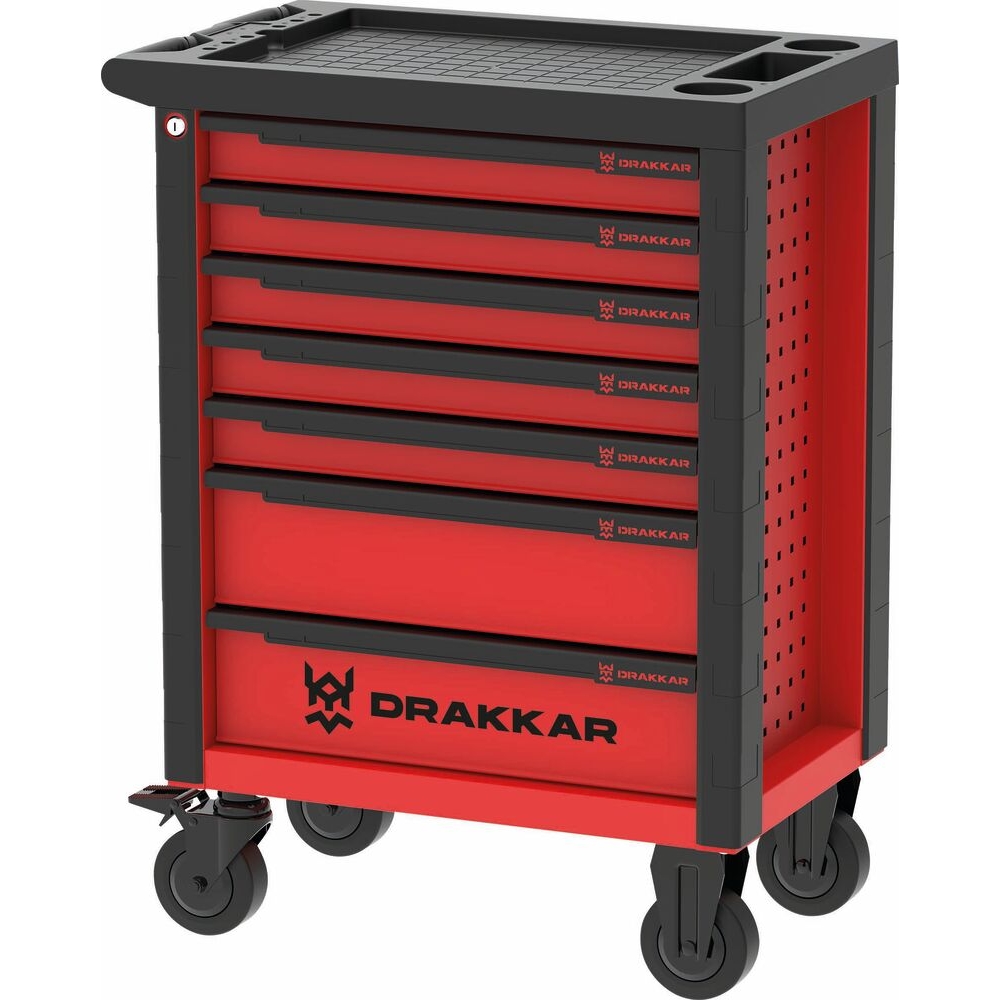 Servante d'atelier 7 tiroirs rouge/noir 765x465x972mm DRAKKAR EQUIPEMENT - 72523
