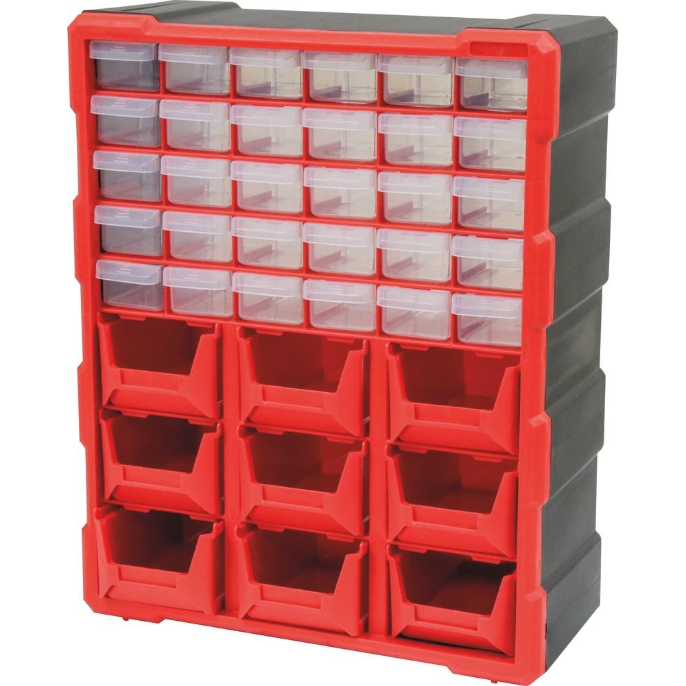 Armoire de rangement plastique 30 tiroirs et 9 boîtes à bec 380x160x470mm DRAKKAR - 72555