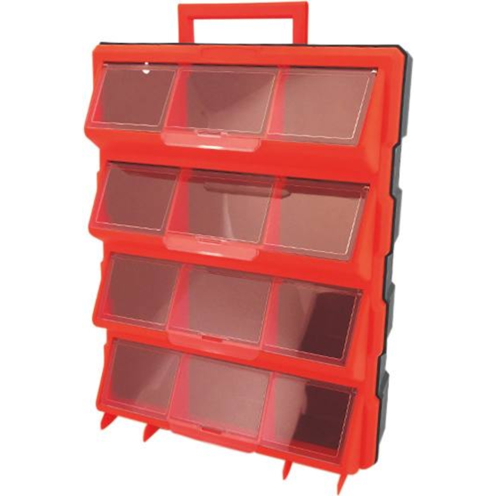 Armoire de rangement plastique 12 tiroirs avec poignée et vitre transparente 360x130x470mm DRAKKAR - 72559