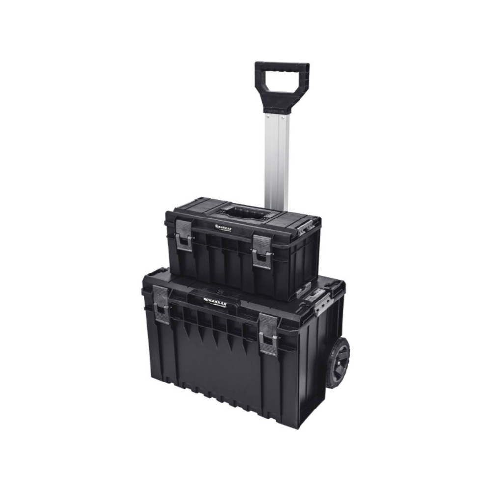 Servante sur roues x 2 boîtes de rangement + poignée télescopique 600x460x765mm DRAKKAR EQUIPEMENT - 72731