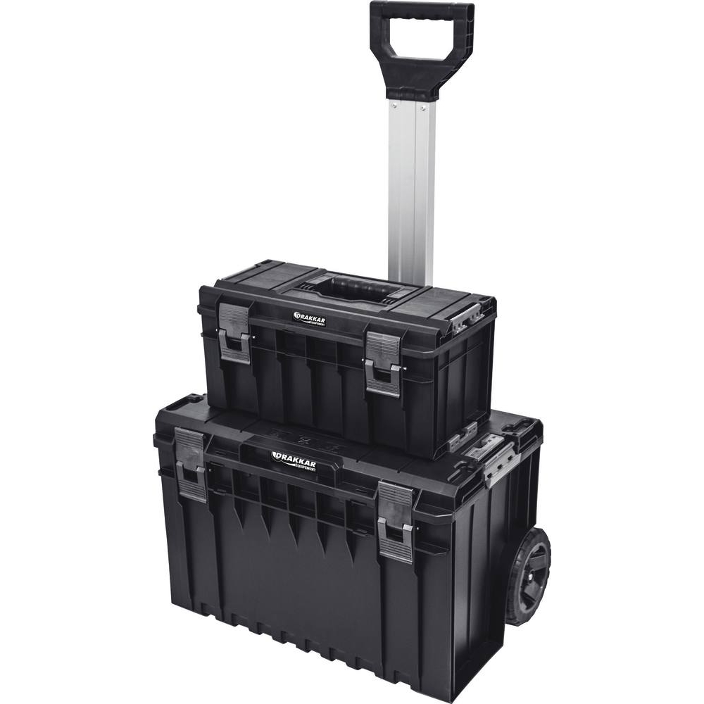 Servante sur roues COBOX 2 boîtes de rangement avec poignée télescopique 600x460x765mm DRAKKAR - 72731