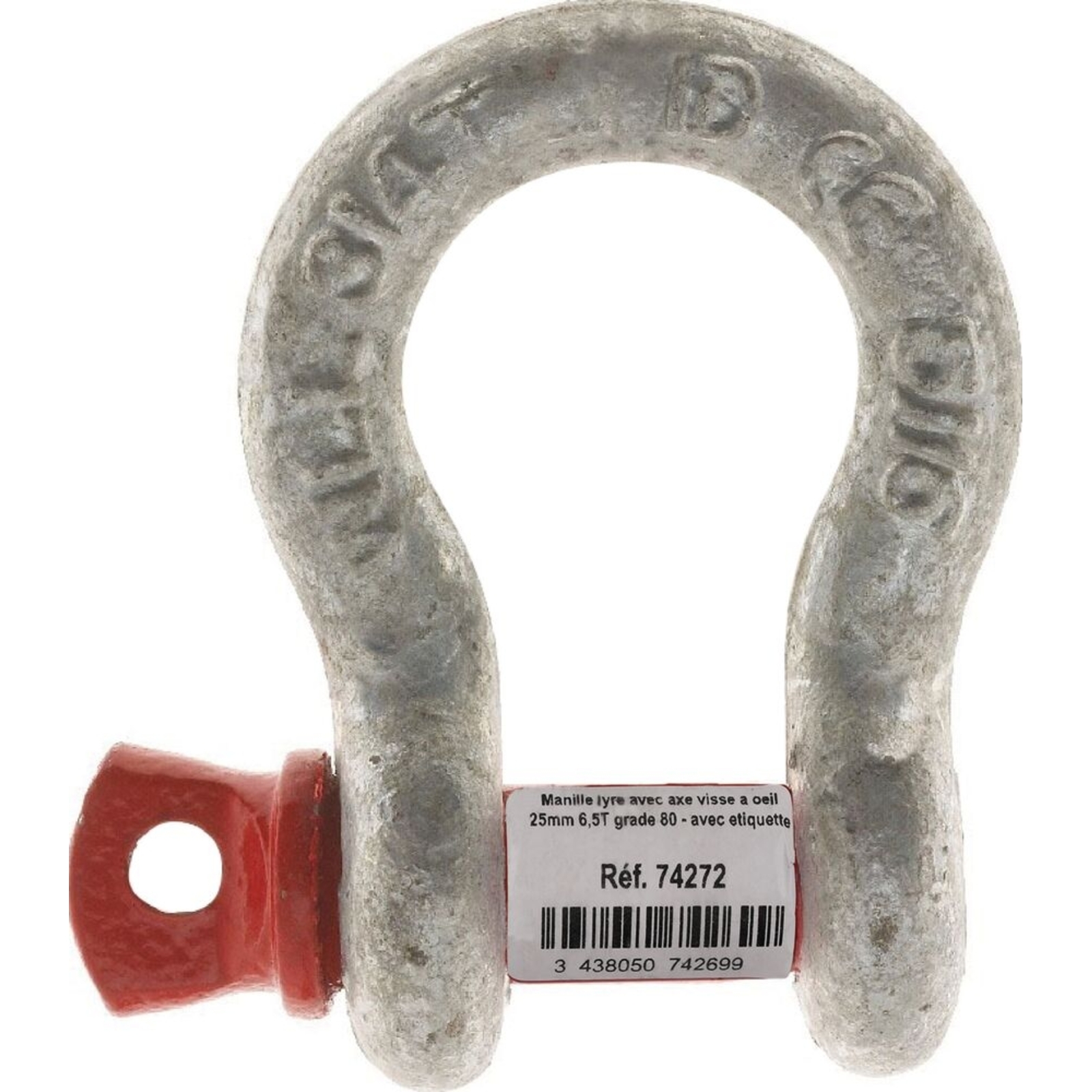 Manille lyre avec axe vissé à œil 28mm 8,5T grade 80 - avec étiquette UNIVERSEL - 74272