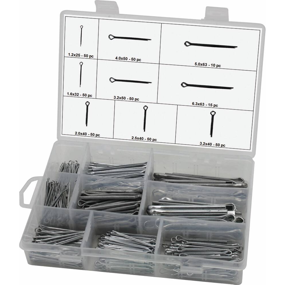Goupilles fendues de 1,2 à 6,3mm - coffret de 365 pcs STILKER - 75714