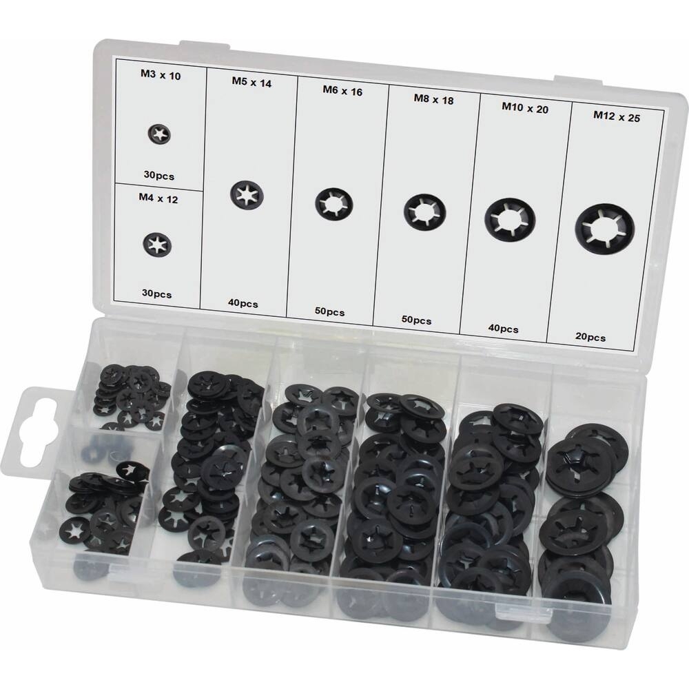 RONDELLES DE BLOCAGE M3 À M12 - COFFRET DE 260 PCS - STILKER - 75718