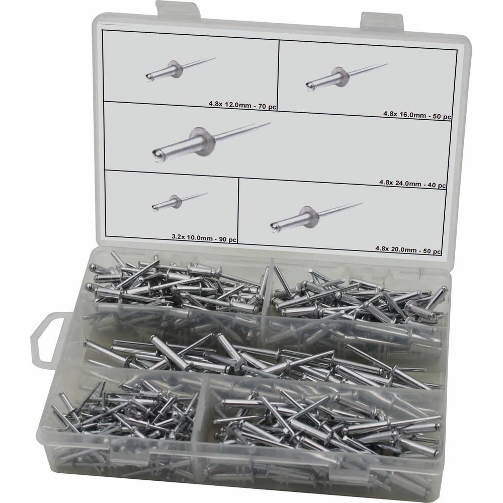 Rivet en acier de 3,2 à 4,8mm - coffret de 300pcs STILKER - 75804