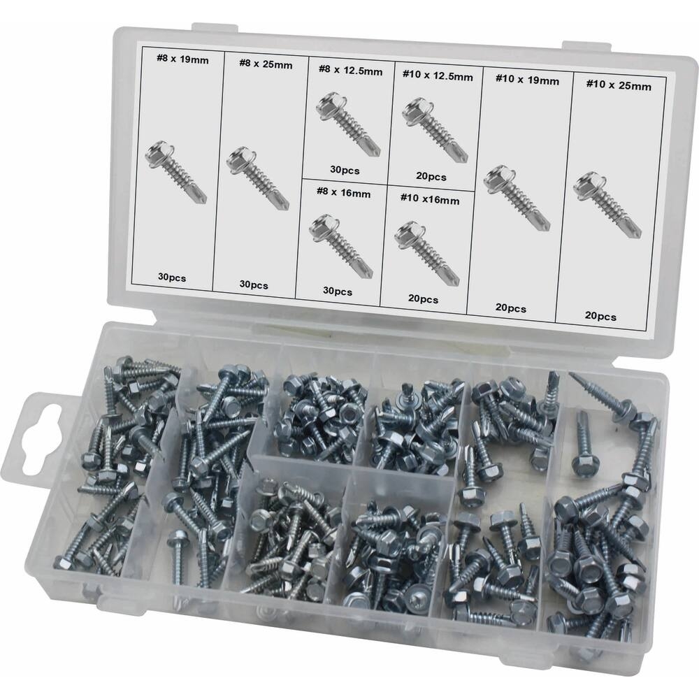 Vis auto-taraudeuses métal de 4,2x12,5mm à 4,8x25mm - coffret de 200 pcs STILKER - 75901