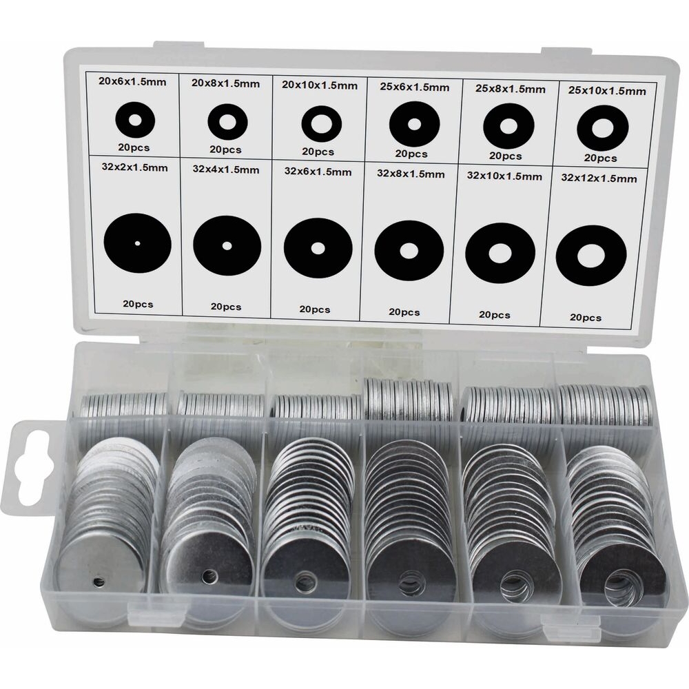 Rondelle en acier 6x20mm à 12x32mm - coffret de 240 pcs STILKER - 76201