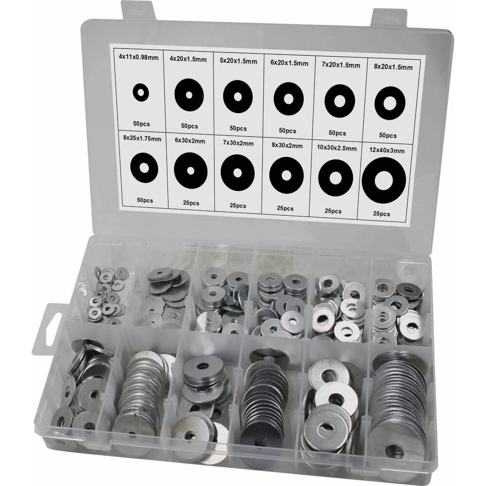 RONDELLE LARGE EN ACIER 4X11MM À 12X40MM - COFFRET DE 475 PCS - STILKER - 76202