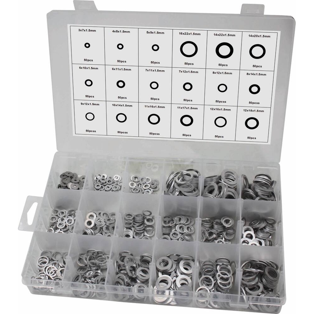 RONDELLE EN ALUMINIUM 3X7MM À 16X22MM - COFFRET DE 900 PCS - STILKER - 76203