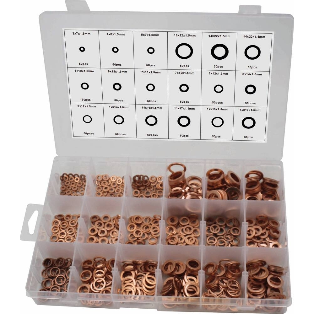 RONDELLE EN CUIVRE DE 3 À 16MM - COFFRET DE 900 PCS - STILKER - 76205