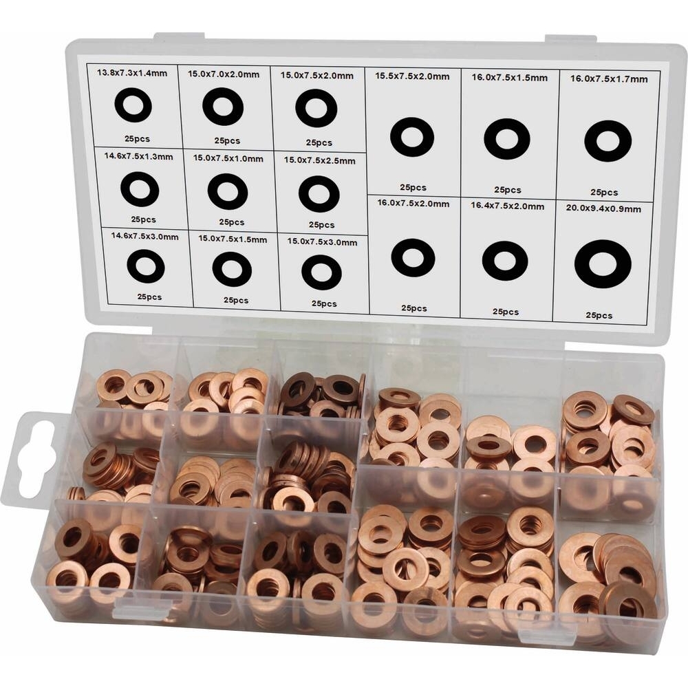 RONDELLE EN CUIVRE POUR INJECTEURS 13,8 À 20MM (EXT.) - COFFRET DE 375 PCS - STILKER - 76207
