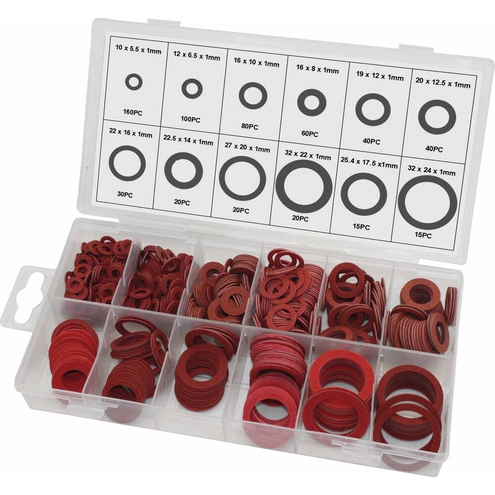RONDELLE DE FIBRE ROUGE 10 À 32MM (EXT.) - COFFRET DE 600 PCS - STILKER - 76208