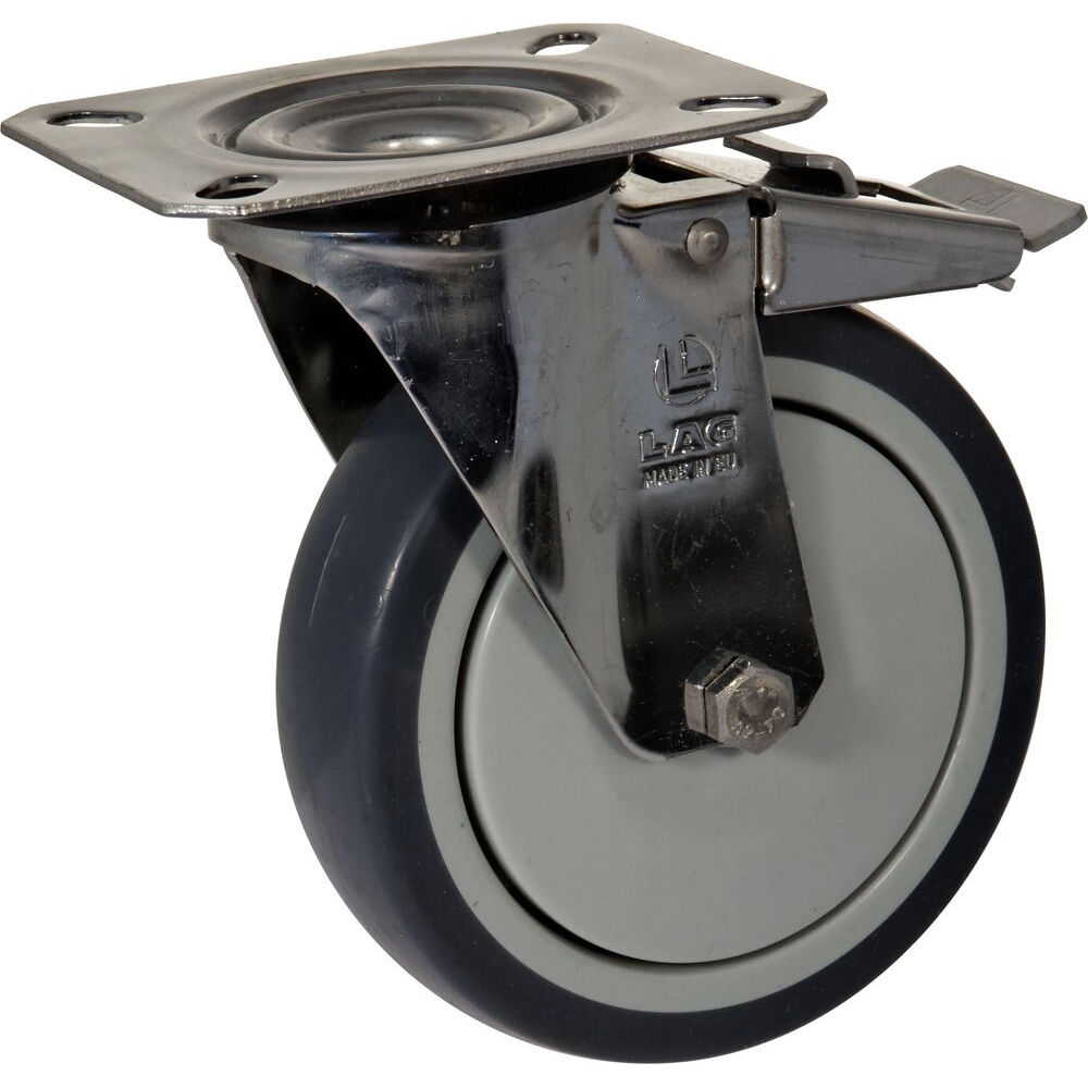 Chape inox moyenne pivotante + frein nylon et santoprène D75mm MANULOIRE - 76819