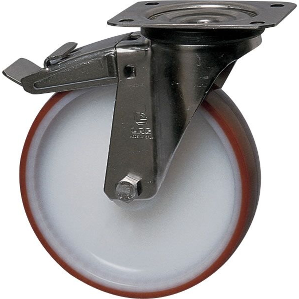 Chape zinguée moyenne pivotante + frein polyamide + polyuréthane D100mm MANULOIRE - 76866