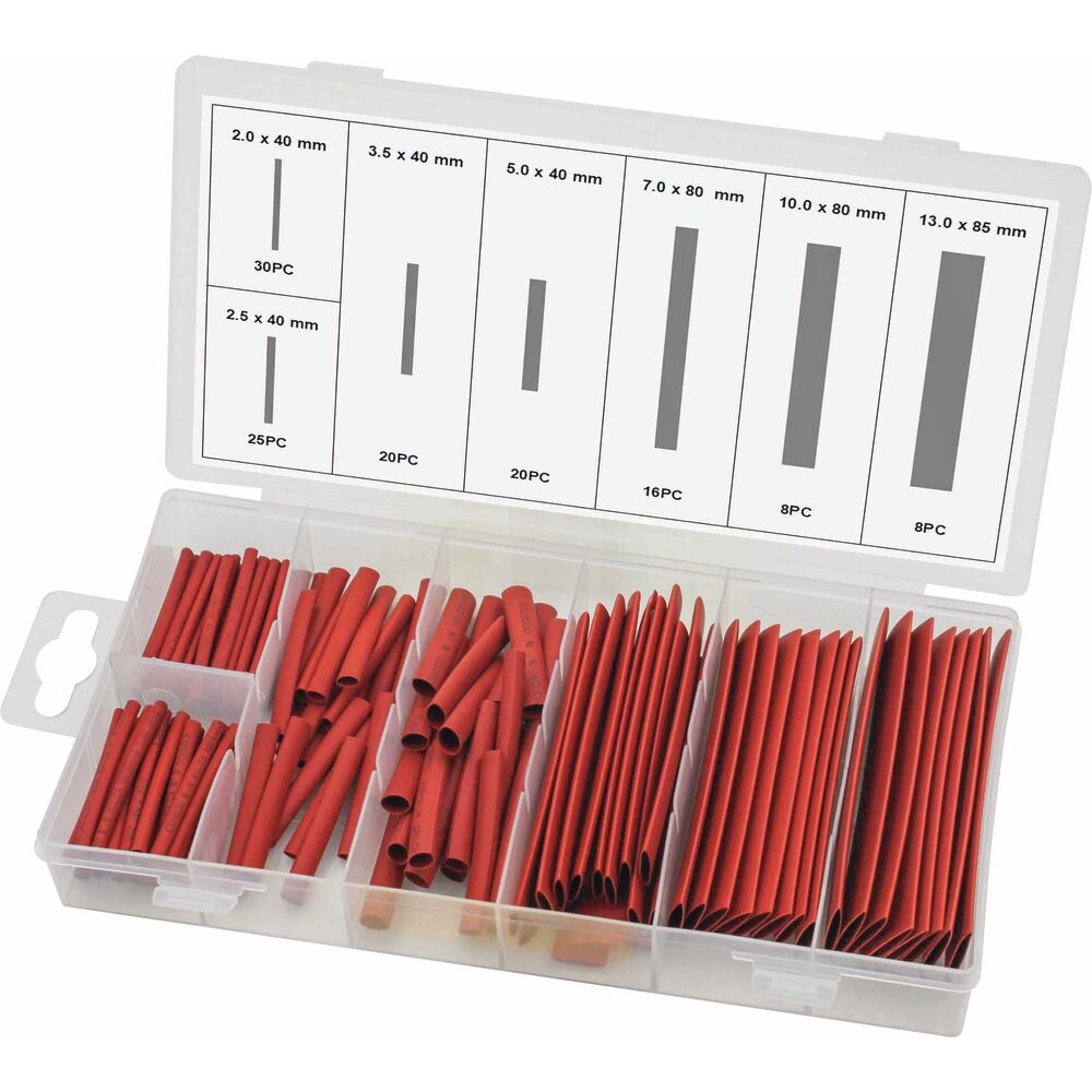 Gaine thermorétractable rouge retreint 2:1 - Coffret de 127 pcs STILKER - 77931