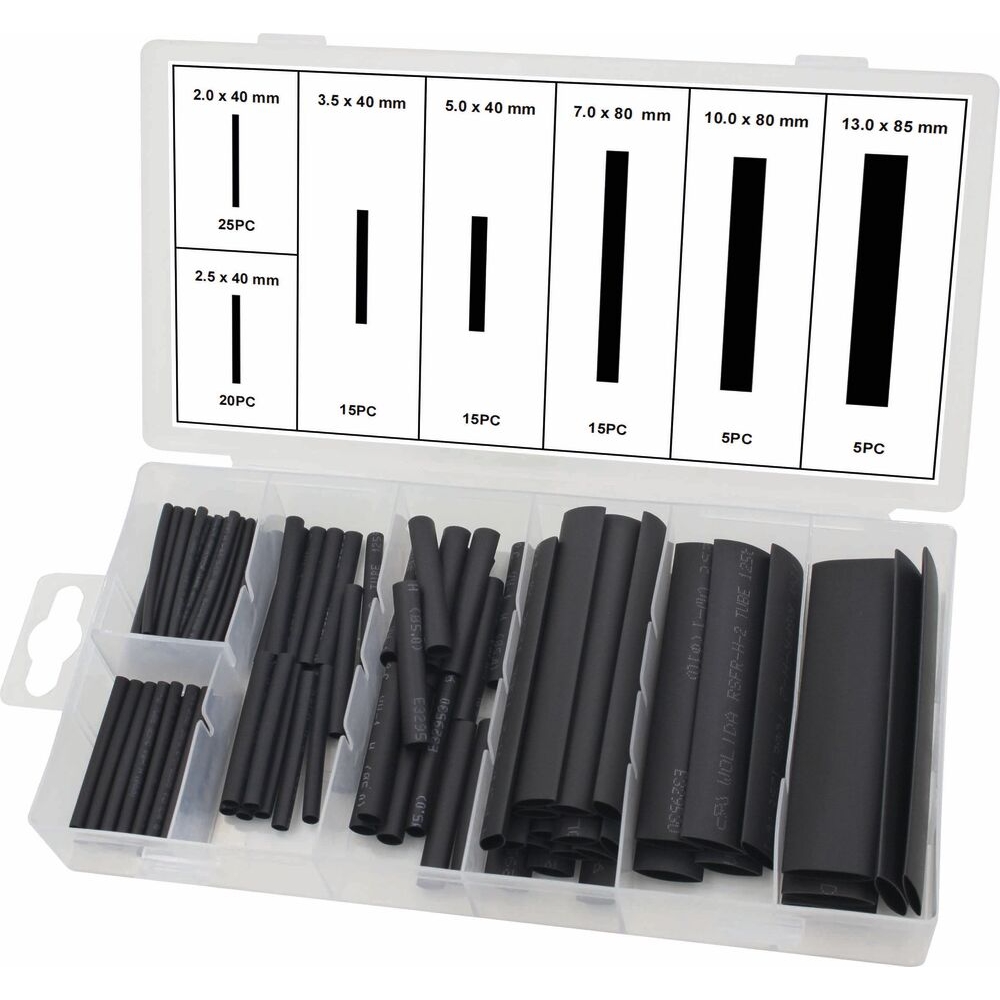 Gaine thermorétractable noir - Coffret de 100 pcs STILKER - 77932