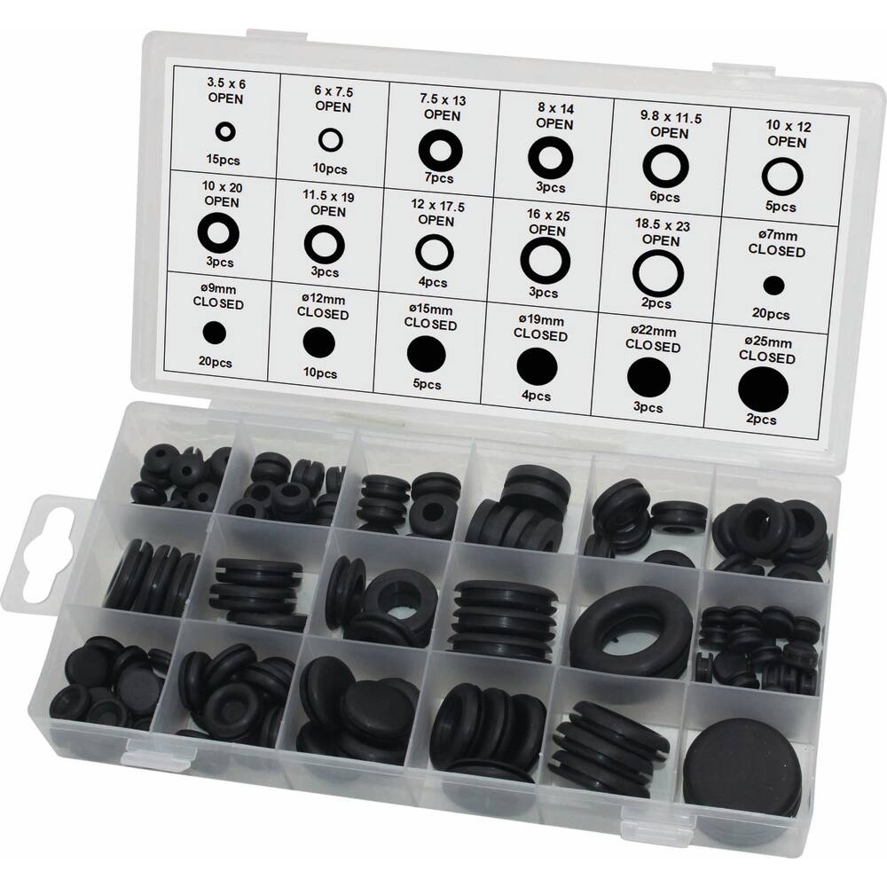 PASSE-CÂBLES EN CAOUTCHOUC - COFFRET DE 125 PCS - STILKER - 77970